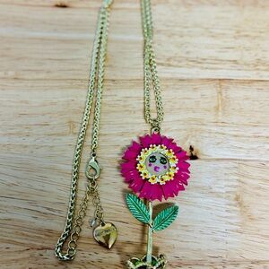 Betsey Johnson Pink Flower Pendant Necklace